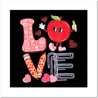 Valentine Day Love Groovy Teacher Teaching Apple Posters and Art